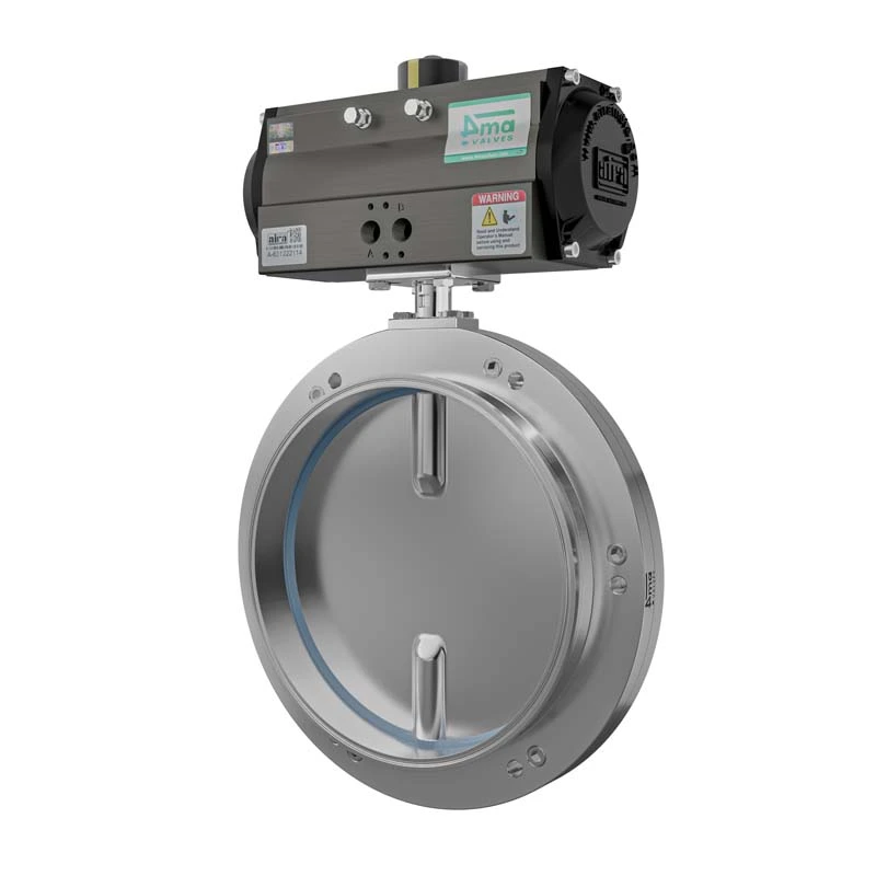 Pneumatic Sanitary Butterfly Valve One Side Wafer & One Side Tc End, Liner End, Neck End