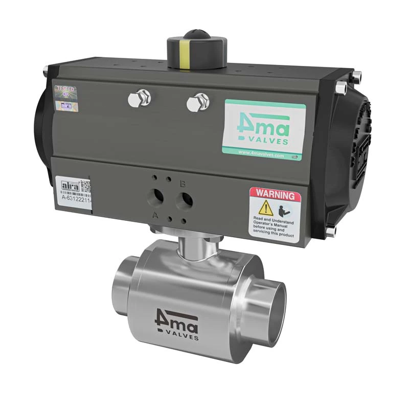 Pneumatic 2 way Sanitary Ball Valve Weldable End