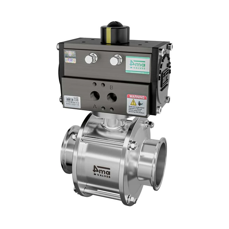 Pneumatic 2 way Design Sanitary Ball Valve T.c. End