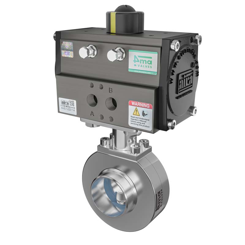 Pneumatic Sanitary Butterfly Valve Weldable End