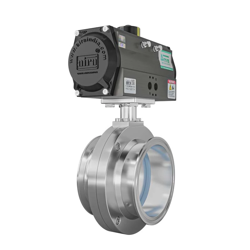 Pneumatic Sanitary Butterfly Valve Tc End