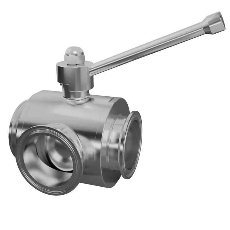 Manual 3 Way Design Sanitary Ball Valve T.c. End